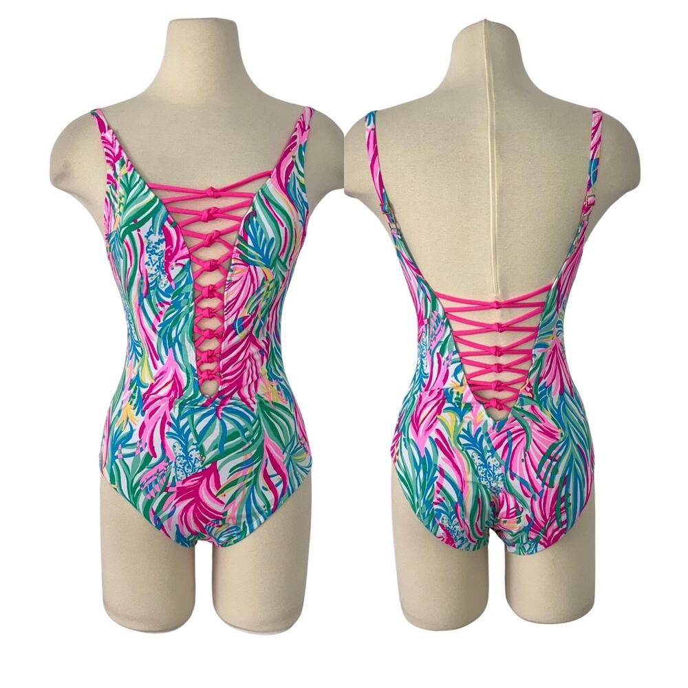 Lilly Pulitzer Isle Lattice One Piece Swimsuit in Sea Turtle Soirée 2